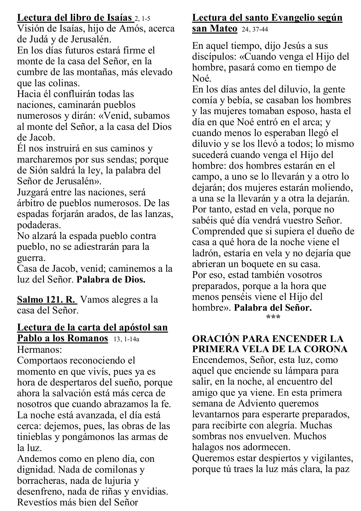 Hoja Parroquial 30 Nov. Adviento C Ip2