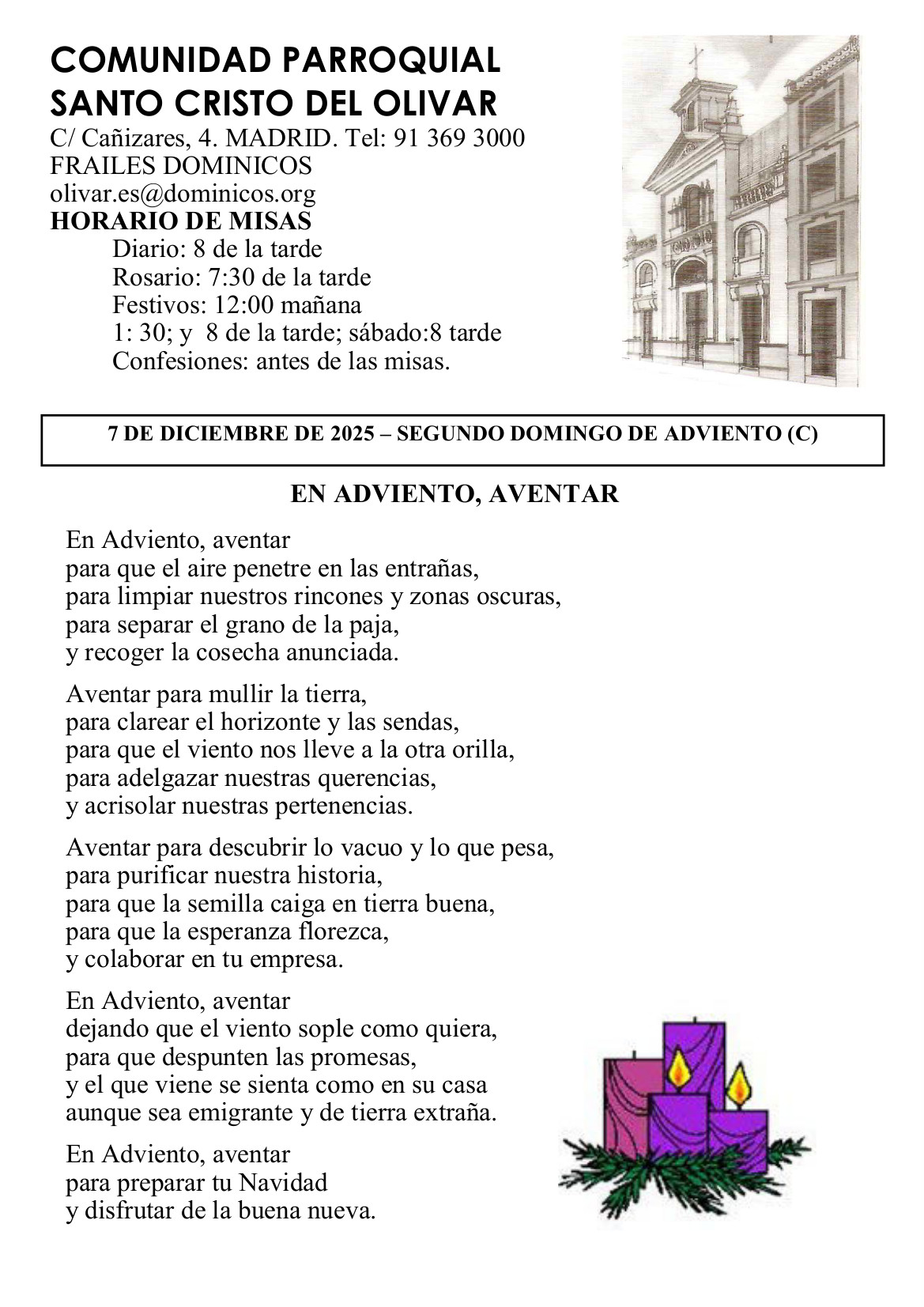 Hoja Parroquial 7 DICIEMBRE SEGUNDO ADVIENTO Cp1